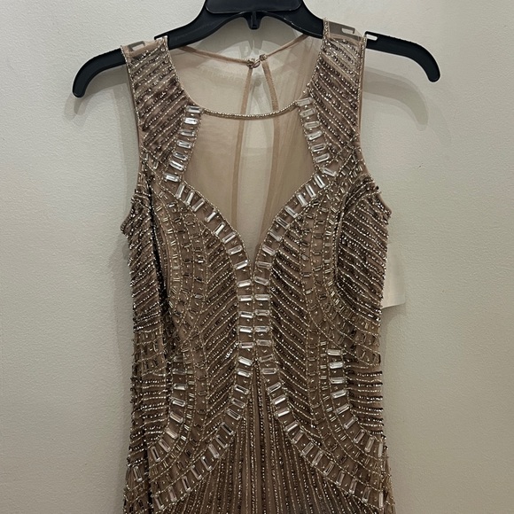 Beaded Champagne Evening Gown - Women's Formal Dress - Picture 5 of 11